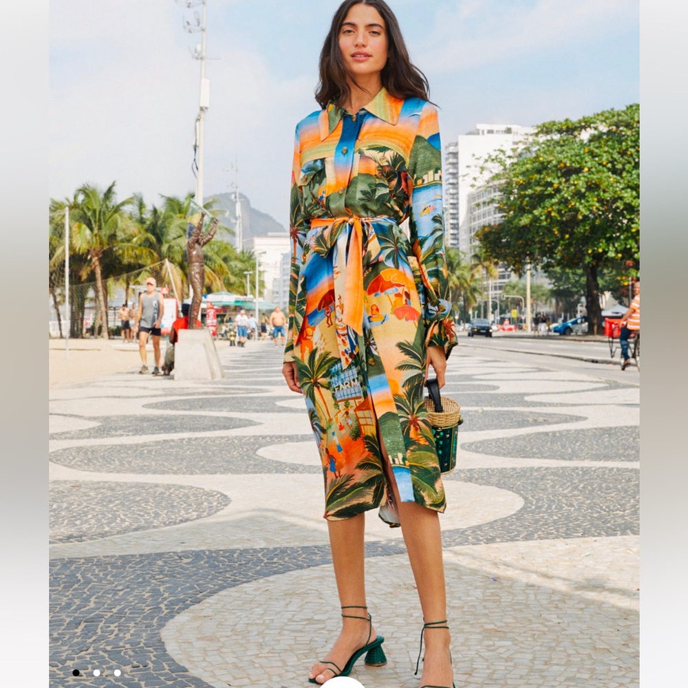 Farm Rio Dress Carioca Lensing Ecovero Viscose Midi Dress - Small BNWT